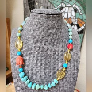 Chrysoprase and Citrine Beaded Necklace